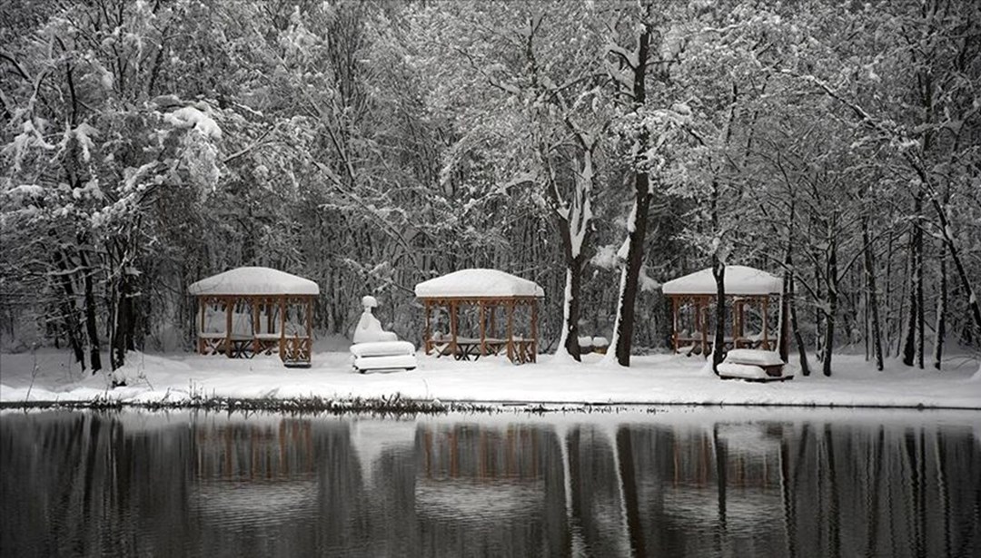 Düzce'deki Korugöl Tabiat Parkı beyaza büründü