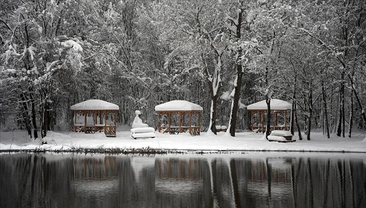 Düzce'deki Korugöl Tabiat Parkı beyaza büründü