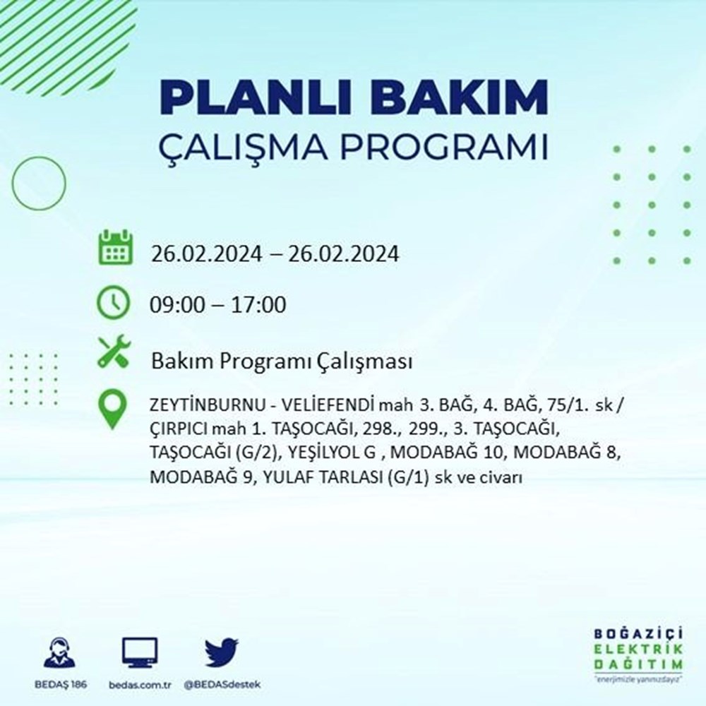 İstanbul'un 19 ilçesinde elektrik kesintisi: Elektrikler ne zaman gelecek? (26 Şubat BEDAŞ kesinti programı) - 54