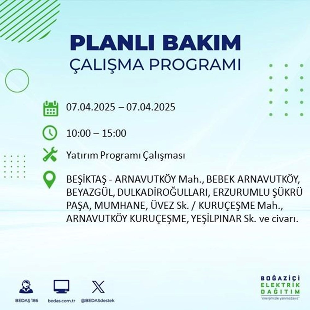 İstanbul'un 21 ilçesinde elektrik kesintisi: Elektrikler ne vakit gelecek? 9 saat sürecek (7 Nisan BEDAŞ kesinti programı) 85 2eYCQHRT90ODHiZ0BeqfJw
