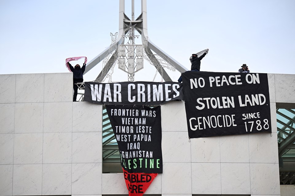 Avustralya Parlamento binasında Filistin protestosu - 1