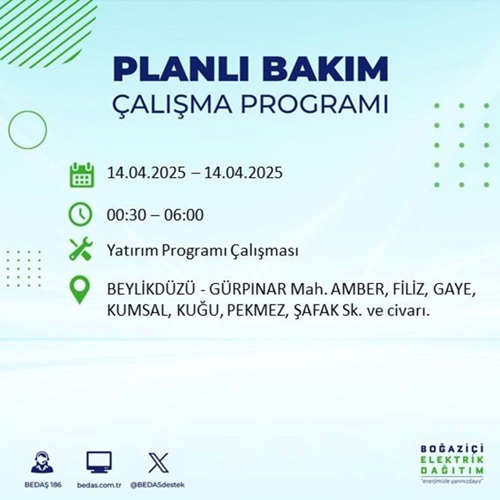 İstanbul'un 23 ilçesinde elektrik kesintisi: Elektrikler ne vakit gelecek? 9 saat sürecek (14 Nisan BEDAŞ kesinti programı) 109 2h R MP jkiPlyijZ0PZpg