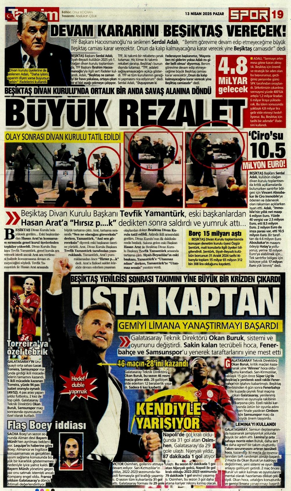 "Kartal ağır yaralı" (13 Nisan 2025 spor manşetleri) - 36