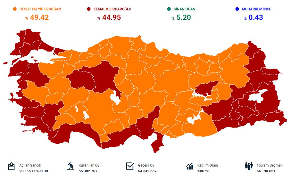 Seçim haritası 2023: 14 Mayıs Cumhurbaşkanı seçim sonuçlarında son durum ne, adaylar ve ittifaklar hangi illerde kazandı? - 3