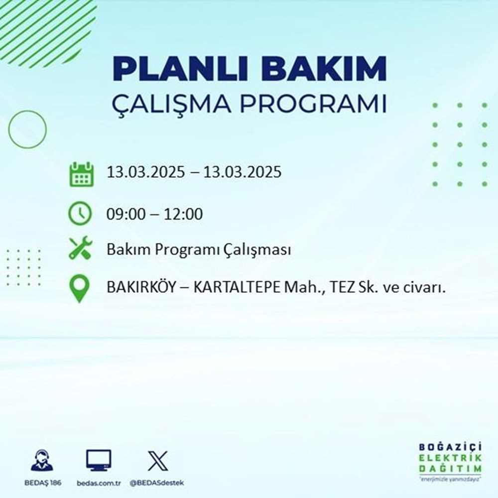 İstanbul'da Elektrikler Ne Zaman Gelecek? 19 İlçede Kesinti Alarmı (13 Mart Kesinti Haritası) 77 2m91u5y o0K