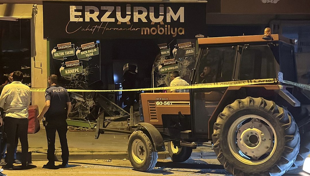 Esnaf kavgasında traktörle dükkana daldı