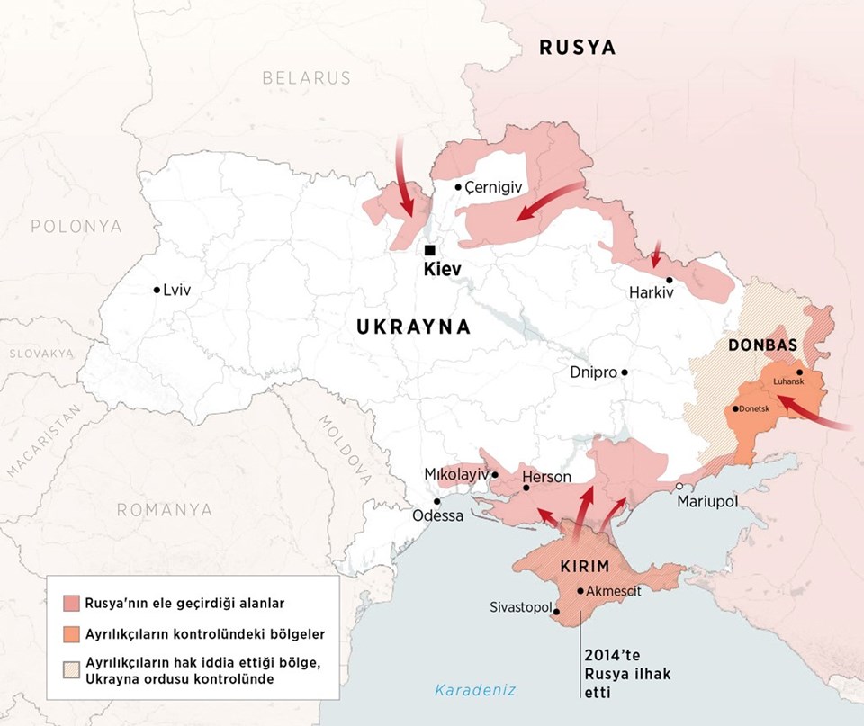 Rusya'nın saldırdığı Ukrayna topraklarında son durum.