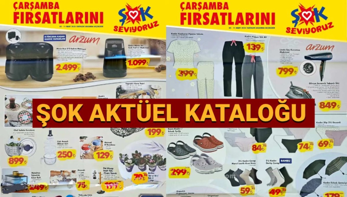 ŞOK 5 Mart Aktüel Ürünler Kataloğu: 2’li kahve makinesi, seramik tabanlı ütü ve saç kurutma makinesi geliyor