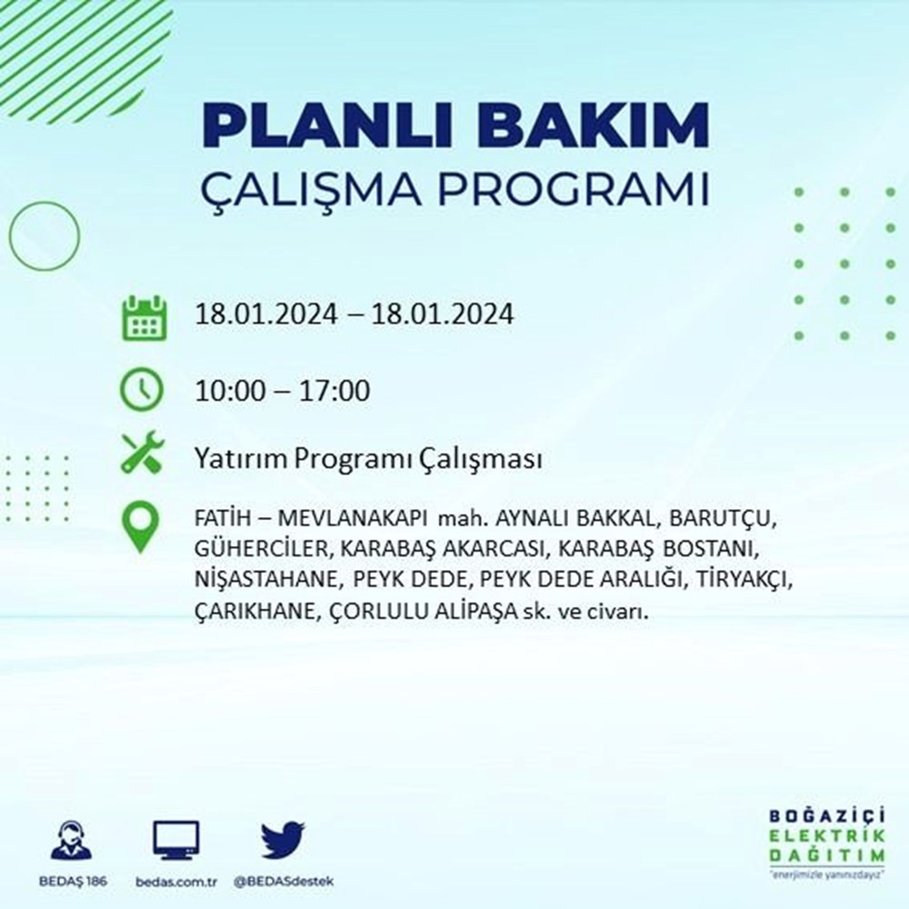 İstanbul'un 17 ilçesinde elektrik kesintisi: Elektrikler ne zaman gelecek? (18 Ocak BEDAŞ kesinti programı) - 26