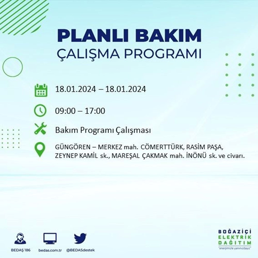 İstanbul'un 17 ilçesinde elektrik kesintisi: Elektrikler ne zaman gelecek? (18 Ocak BEDAŞ kesinti programı) - 30