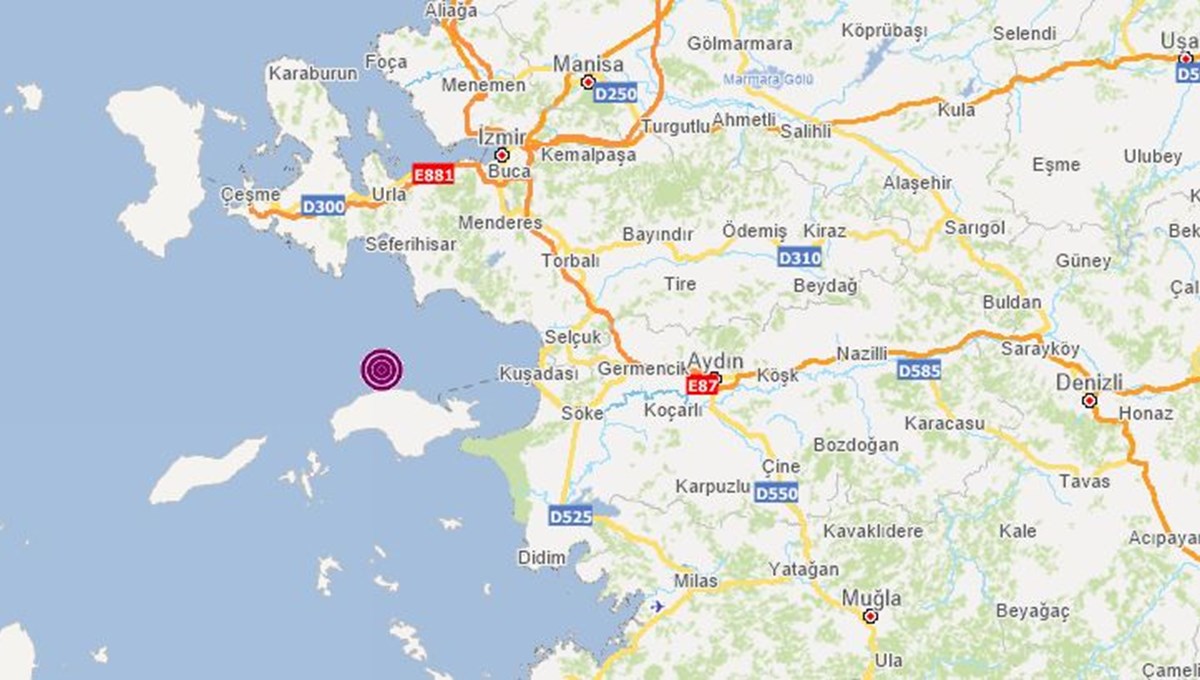 SON DAKİKA: Ege Denizi'nde 4,5 büyüklüğünde deprem