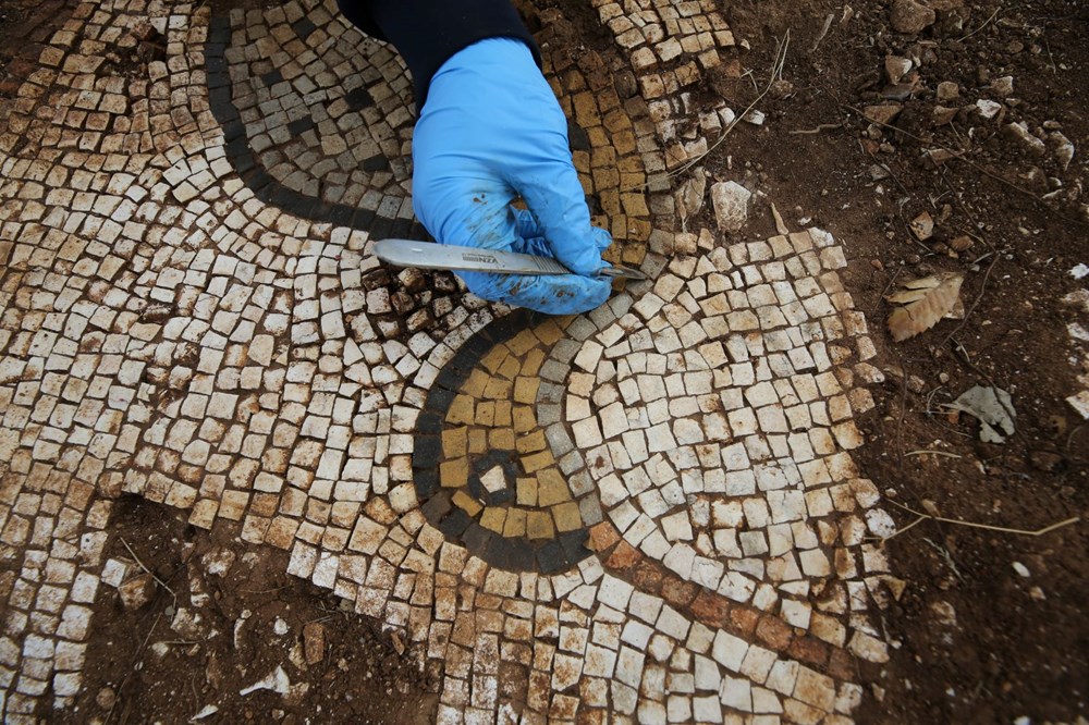 Mardin'de kurtarma kazısında deniz canlıları figürlü mozaikler bulundu - 13