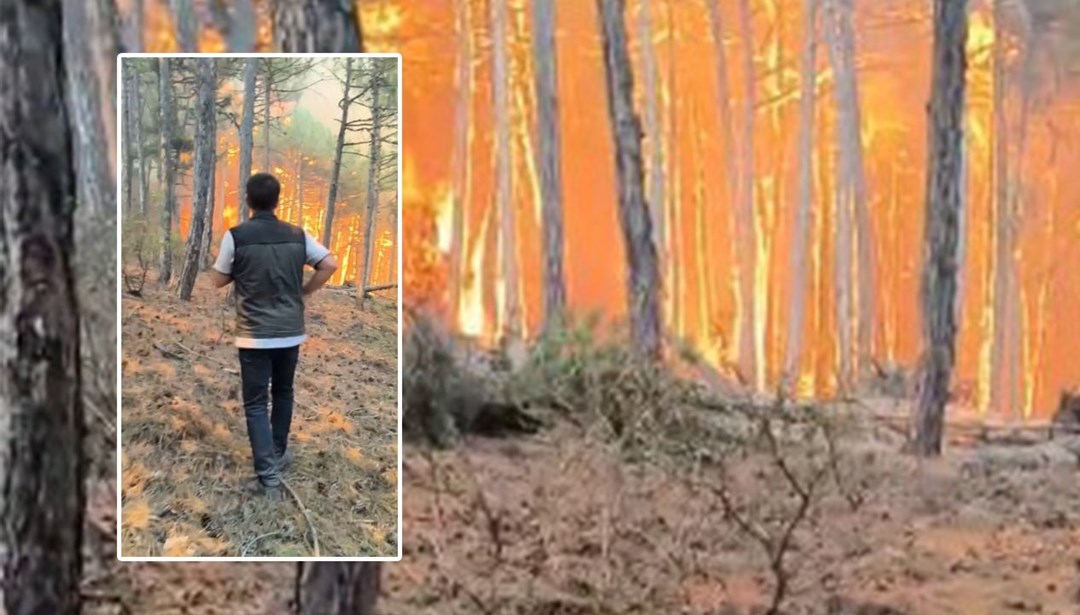 Eskişehir'de ekiplerin alevlerin ortasında kaldığı an ortaya çıktı