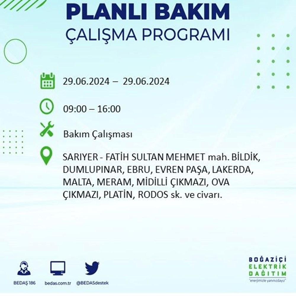 İstanbul'un 11 ilçesinde elektrik kesintisi: Elektrikler ne zaman gelecek? (BEDAŞ 29 Haziran elektrik kesintisi programı) - 14