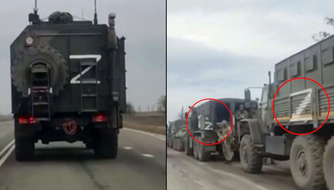 Rus askeri araçlarında gizemli işaretler