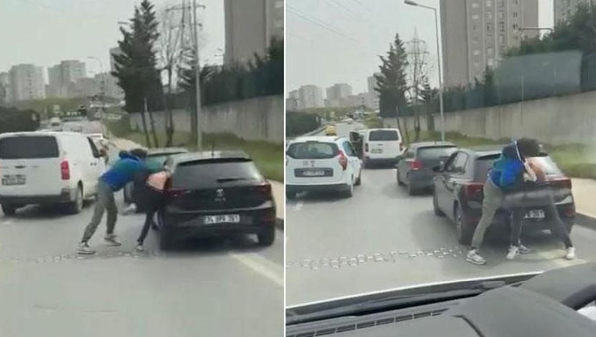 İstanbul'da trafikte yumruk yumruğa kavga İstanbul'da trafikte yumruk yumruğa kavga