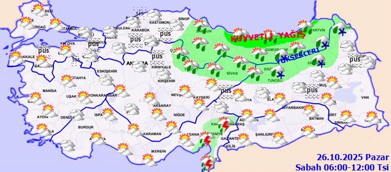 Yurdun kuzeydoğu kesimlerinde hava sıcaklığının 3 ila 5 derece azalması bekleniyor.