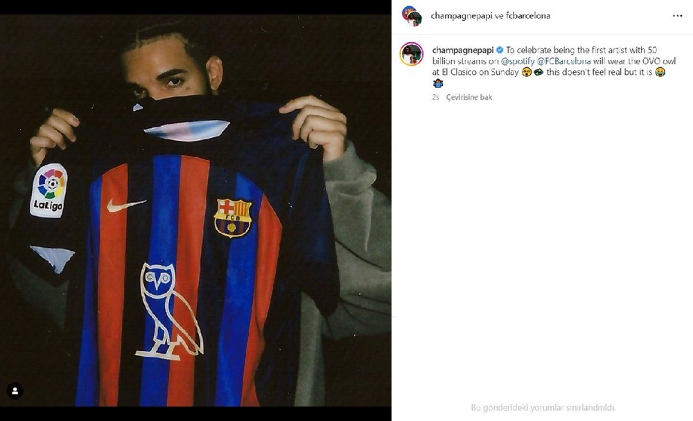 Barcelona, Real Madrid maçına göğsünde şarkıcı Drake'in logosu ile çıktı - 5