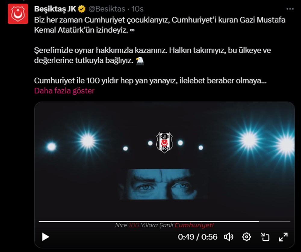 Süper Lig takımlarından 29 Ekim Cumhuriyet bayramı mesajı - 3