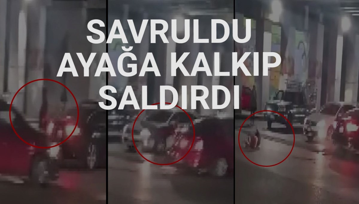 Trafikte kavga ettiği sürücüye çarpıp metrelerce savurdu