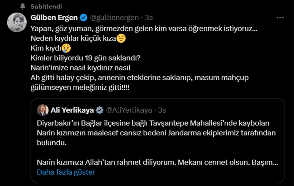 "Narin'imize nasıl kıydınız" Ünlü isimler sosyal medyadan isyan etti - 4