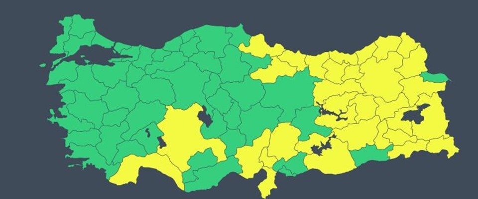 Meteoroloji 33 il için sarı kodlu uyarıda bulundu