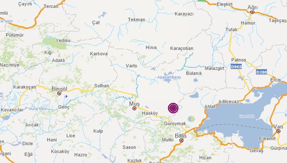 Muş Korkut'ta 4,7 büyüklüğünde deprem