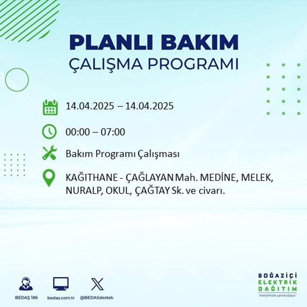 İstanbul'un 23 ilçesinde elektrik kesintisi: Elektrikler ne vakit gelecek? 9 saat sürecek (14 Nisan BEDAŞ kesinti programı) 148 4