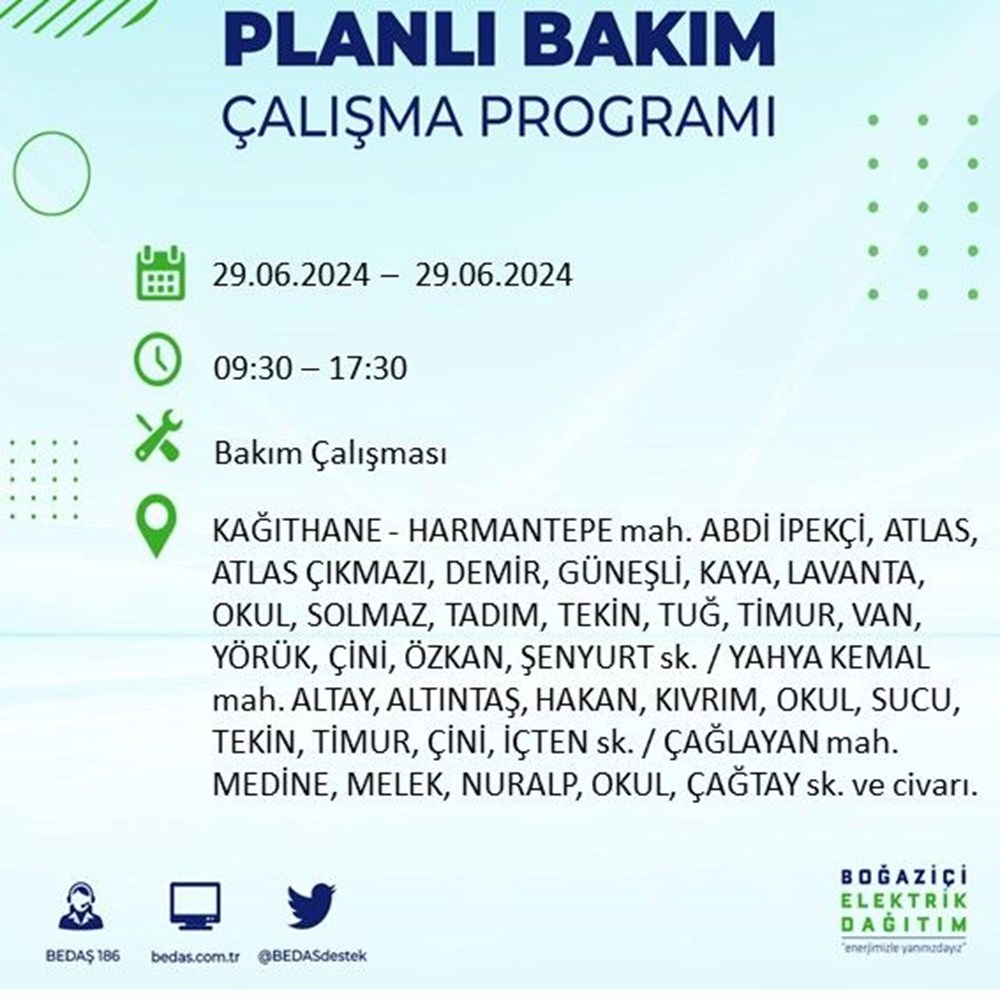 İstanbul'un 11 ilçesinde elektrik kesintisi: Elektrikler ne zaman gelecek? (BEDAŞ 29 Haziran elektrik kesintisi programı) - 13