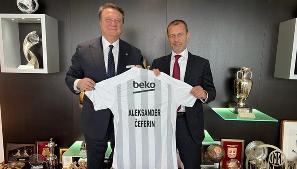 Beşiktaş Başkanı Hasan Arat ile UEFA Başkanı Ceferin buluştu