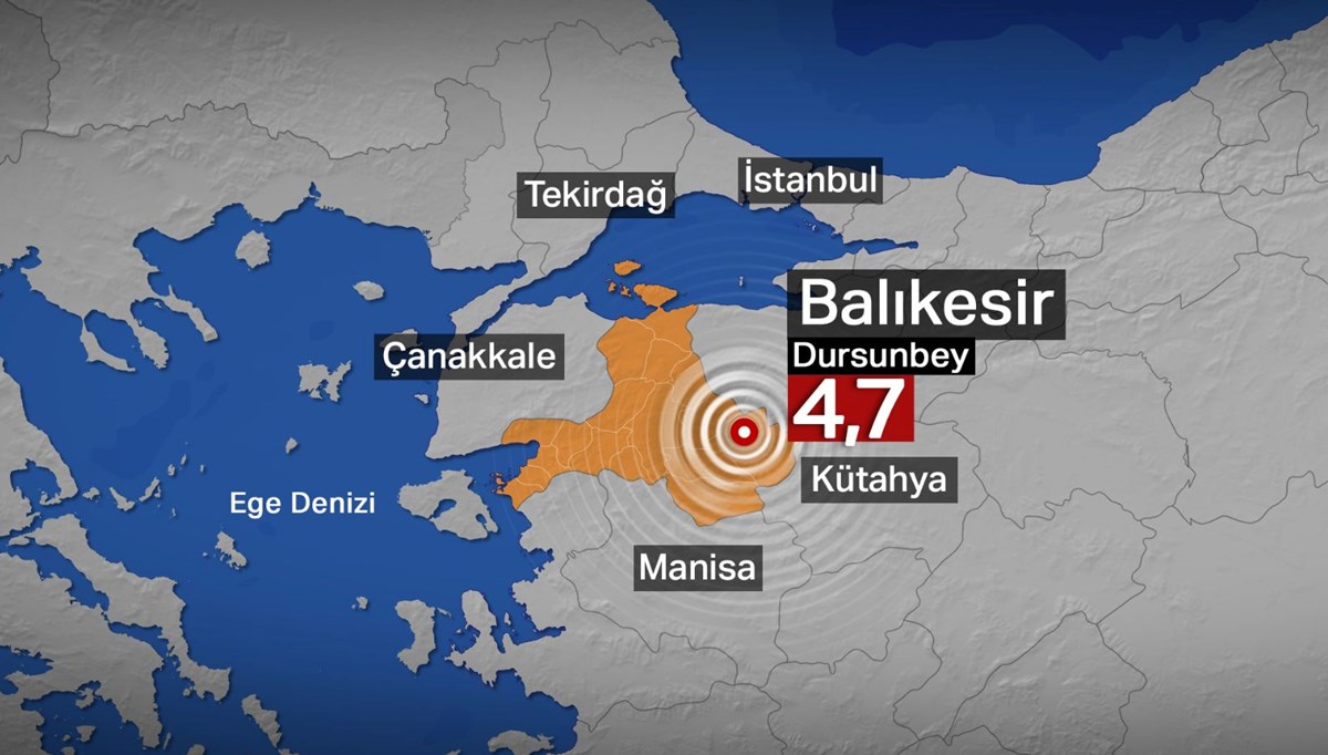 Balıkesir Dursunbey'de 4,7 büyüklüğünde deprem (İstanbul'da da hissedildi)