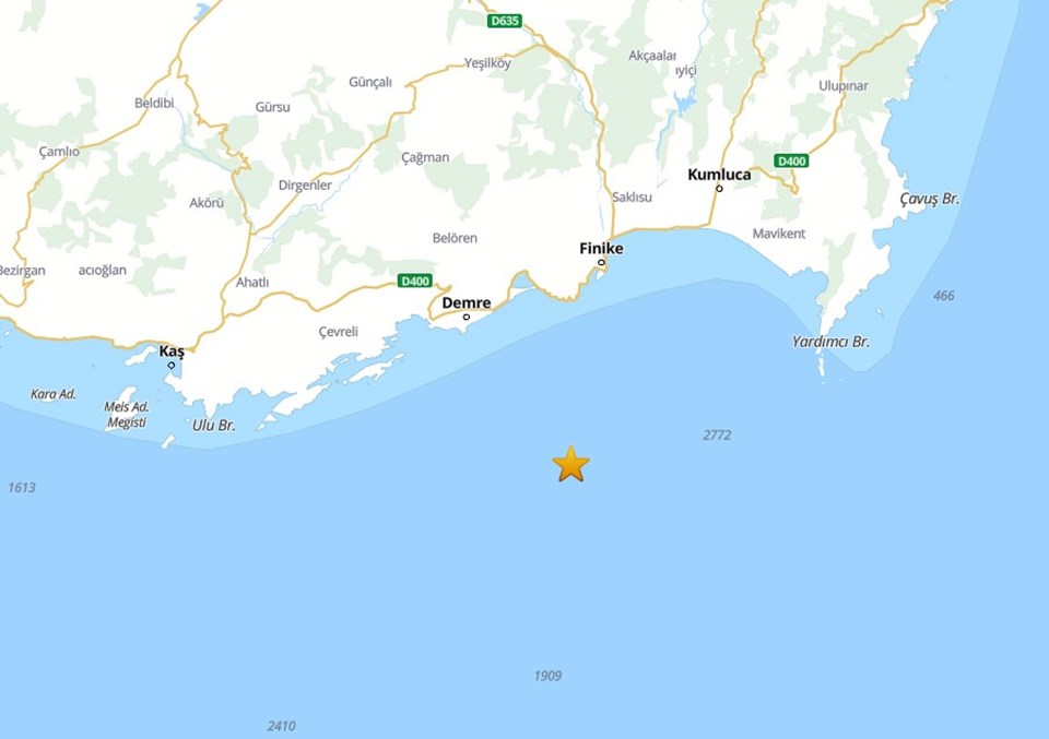 Antalya Demre açıklarında 4,7 büyüklüğünde deprem - 1