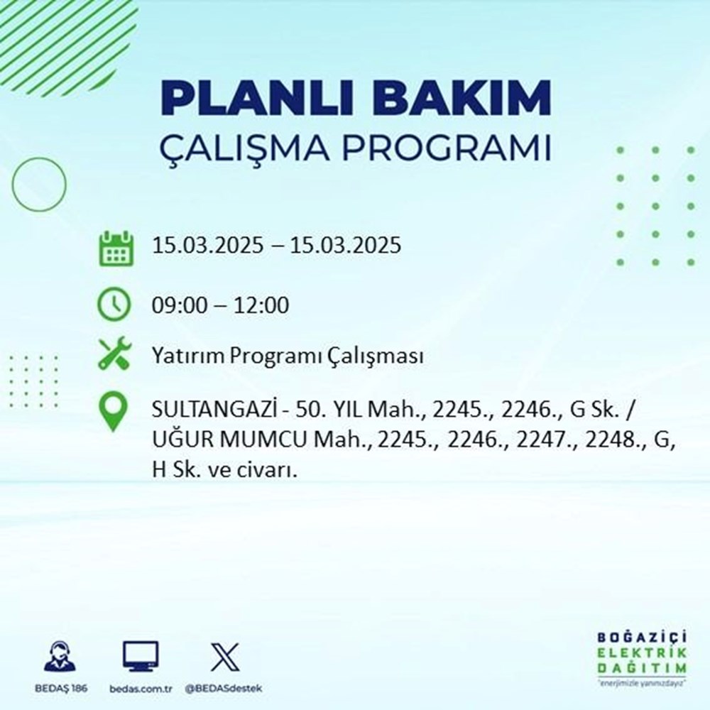 İstanbullular Alarmda: BEDAŞ'tan 8 Saatlik Kesinti Uyarısı! Sular Ne Zaman Durulacak? (15 Mart Kesinti Rehberi) 119