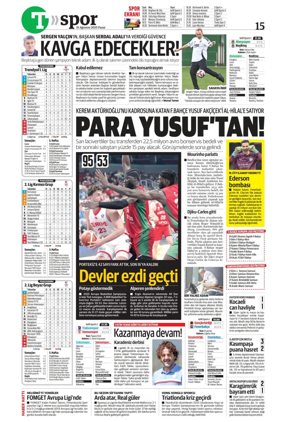 "Ya Kartal ya Schmidt" (31 Ağustos spor manşetleri) - 18