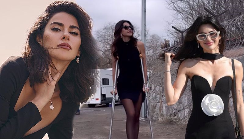 Nesrin Cavadzade hastanelik oldu: Sete koltuk değnekleriyle geldi