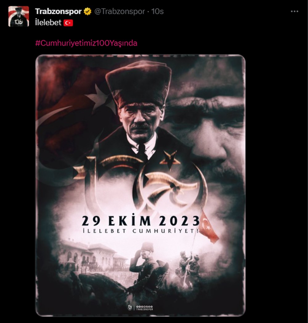 Süper Lig takımlarından 29 Ekim Cumhuriyet bayramı mesajı - 5