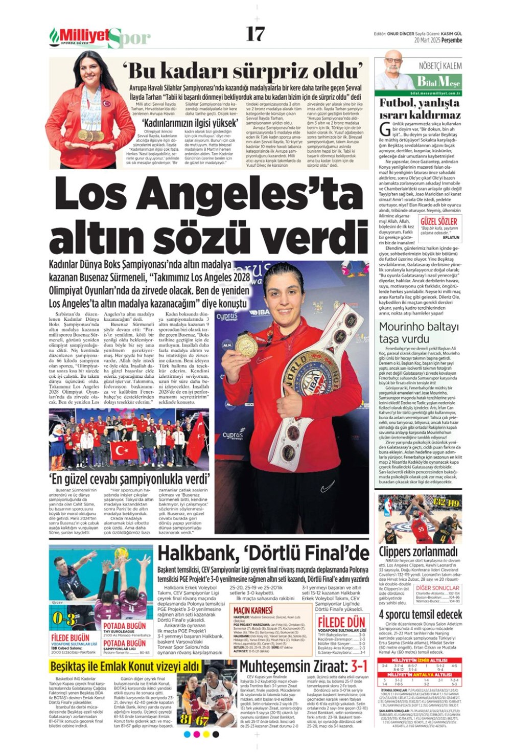 "Milliler avantaj peşinde" (20 Mart 2025 spor manşetleri) - 20