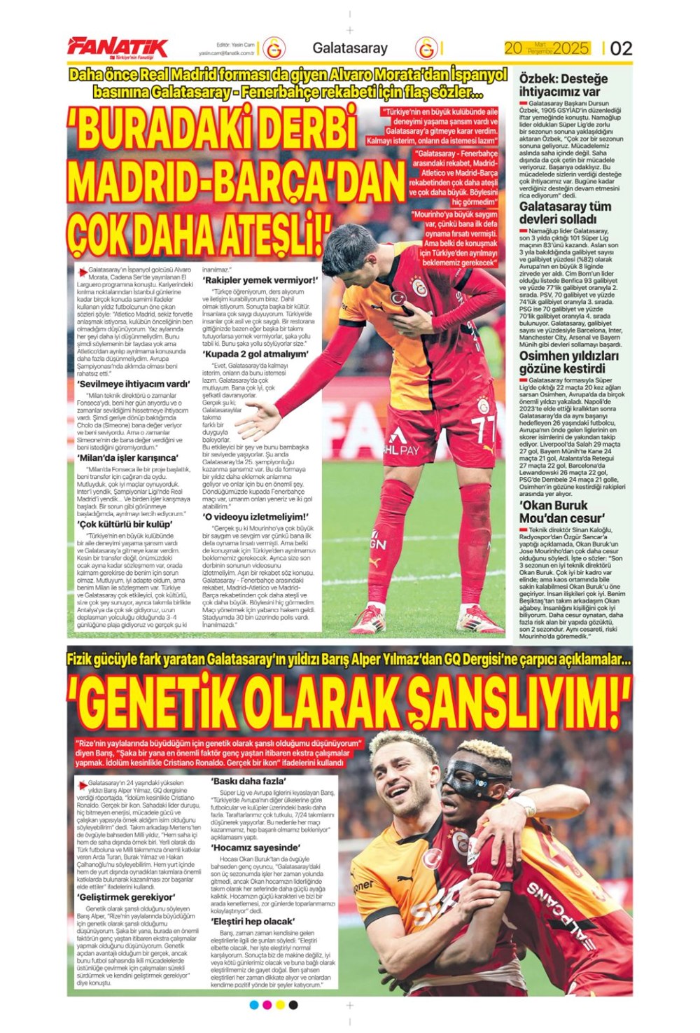 "Milliler avantaj peşinde" (20 Mart 2025 spor manşetleri) - 4