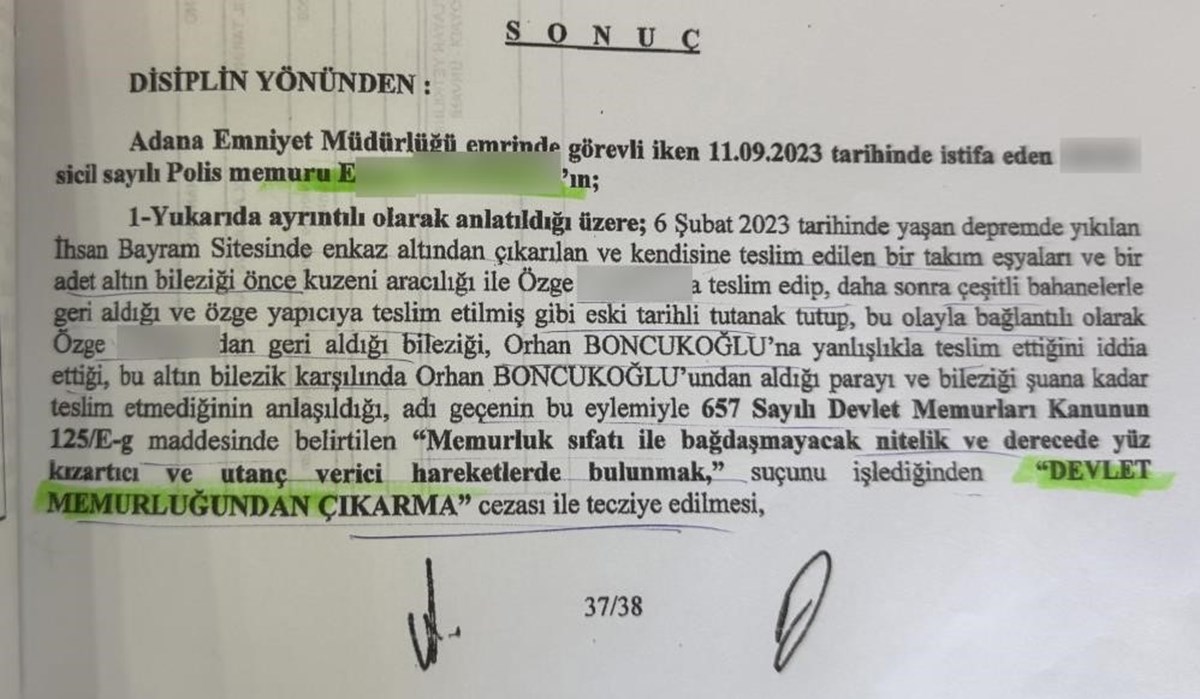 Polis memuru memurluktan ihraç edildi Polis memuru memurluktan ihraç edildi