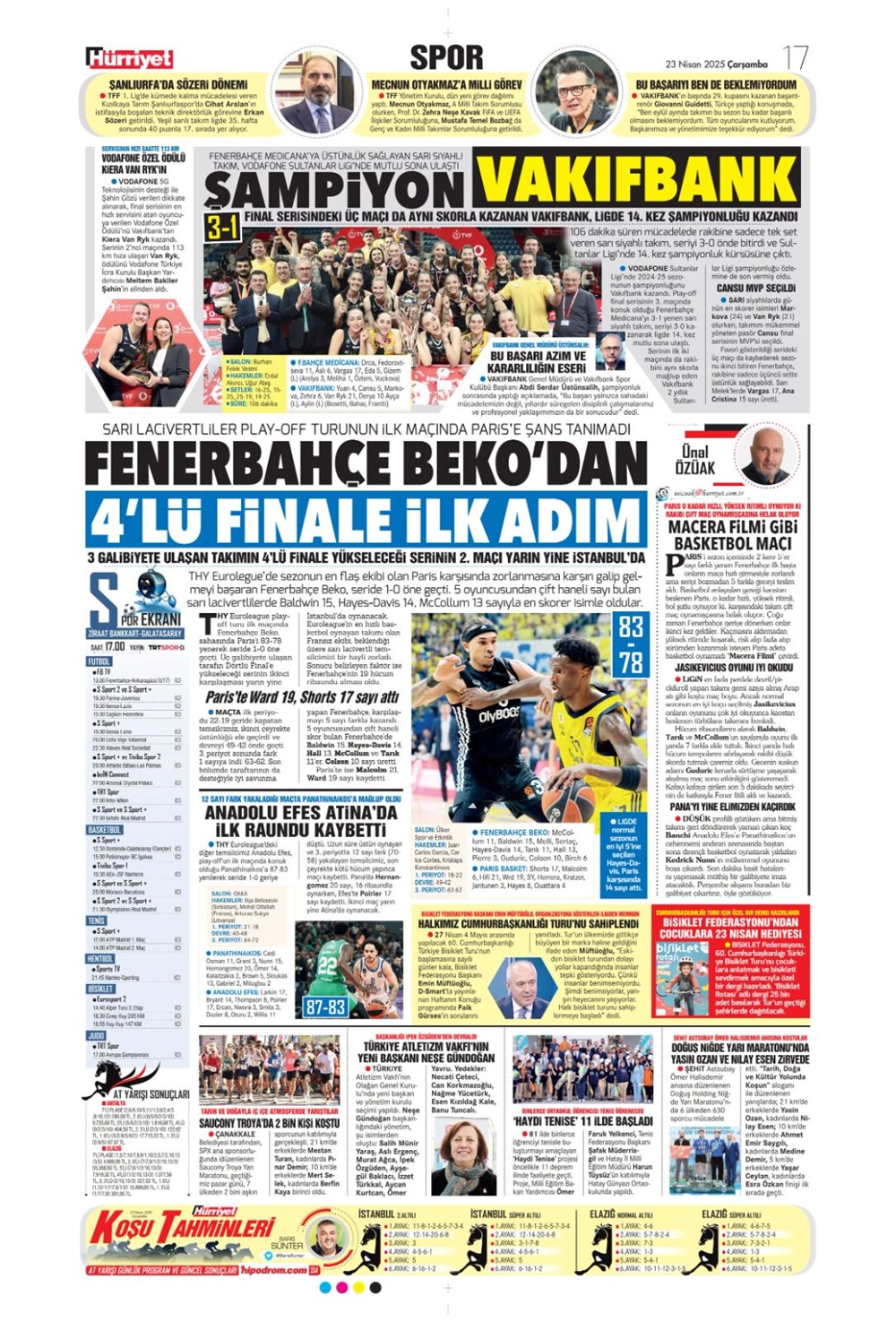 "Aslan finale kükredi" (23 Nisan 2025 spor manşetleri) - 20