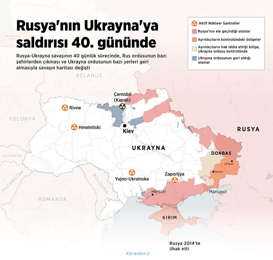 Rusya-Ukrayna savaşı 40. gününde devam ediyor.