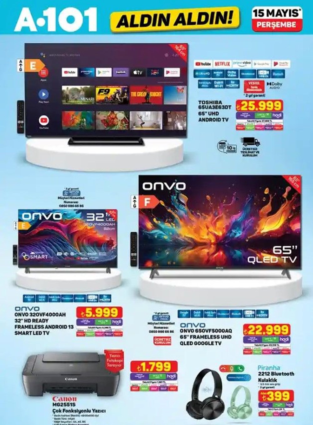 A101 15 Mayıs aktüel ürünler kataloğu: Kulaklık, yazıcı, televizyon, kettle ve buharlı temizleyici geliyor - 5