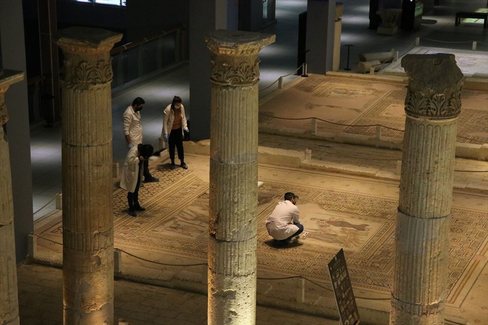 Zeugma Mozaik Müzesi'ndeki eserler, cerrah hassasiyetiyle temizlenerek geleceğe aktarılıyor - 14