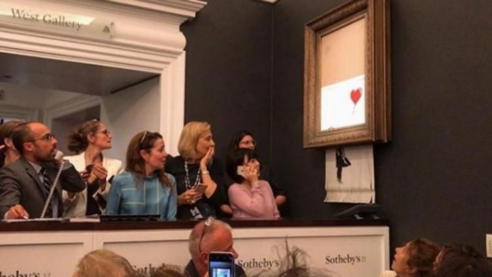 Banksy'nin tablosu satıldıktan sonra kendini imha etti - 1