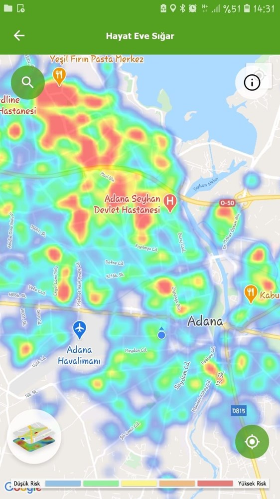 adana nin corona virus haritasinda