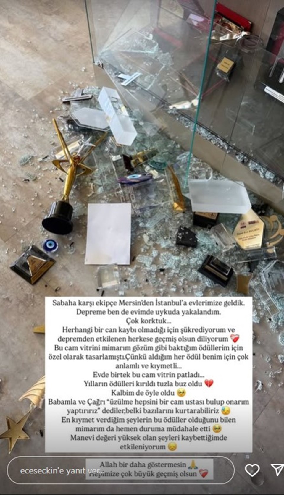 Ece Seçkin depreme uykuda yakalandı: "Yılların ödülleri kırıldı, tuzla buz oldu" - 1