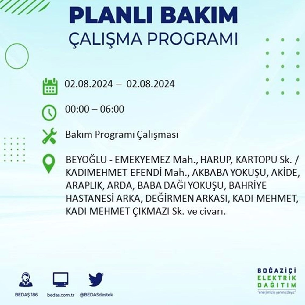 İstanbul'un 22 ilçesinde elektrik kesintisi: Elektrikler ne zaman gelecek? (2 Ağustos BEDAŞ kesinti programı) - 21