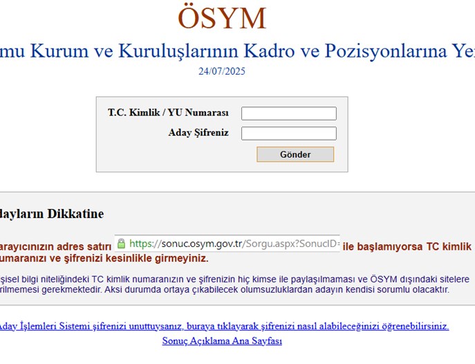 KPSS 2025/1 merkezi atama tercih sonuçları sorgulama ekranı: Kamuda lisans, ön lisans ve ortaöğretim yerleştirme sonuçları açıklandı
