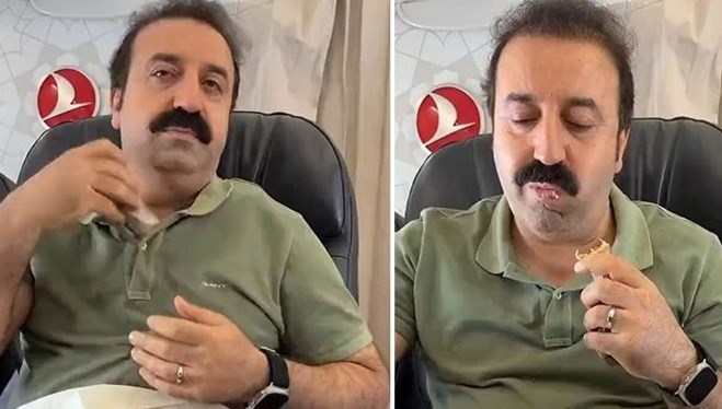 Şırdancı Mehmet uçağa naylon poşetle soktuğu şırdanı yerken video çekmiş, ardından THY