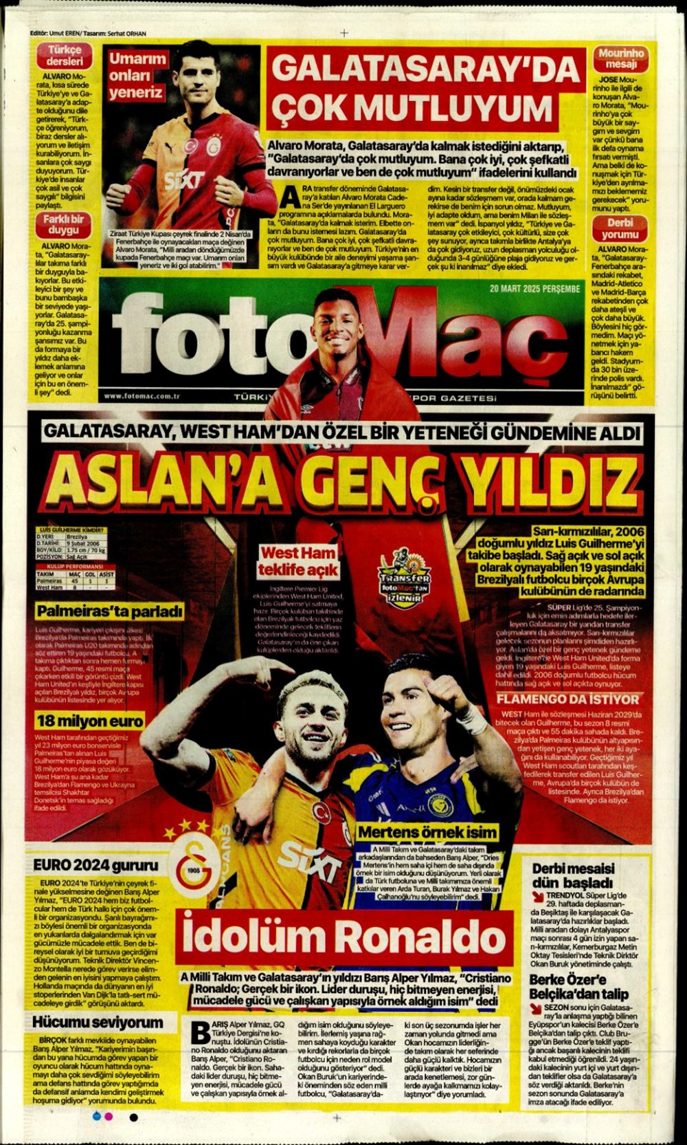 "Milliler avantaj peşinde" (20 Mart 2025 spor manşetleri) - 16